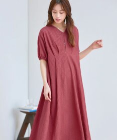 Tiaclasse 【新色追加・洗える】ワッフルVネックワンピース