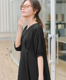 Tiaclasse 【新色追加・洗える】ワッフルVネックワンピース