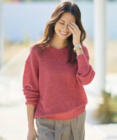 自由区 リネンミドルゲージプルオーバー ニット ピンク