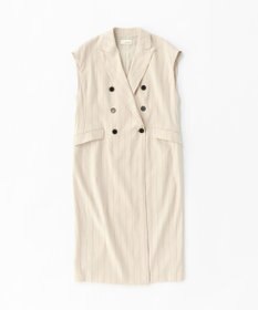 UVケア・接触冷感】【uncrave WHITE】リネントロ ストライプ ジレ 
