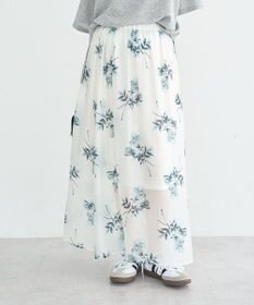 earth music&ecology フラワーシアープリントスカート