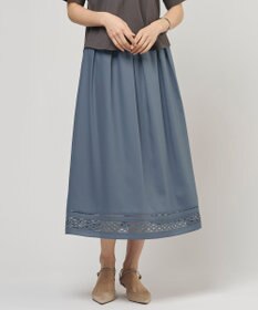 J.PRESS LADIES 【セット着用可】スパンソフトクロス刺繍 スカート ダルブルー系