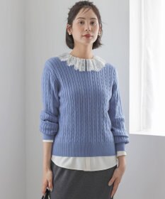 組曲 コットンカシミヤミックスニット ケーブルカーディガン