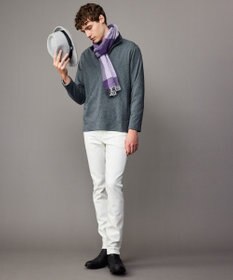 JOSEPH ABBOUD 【保温性/軽量り/ジャパンファブリック】ストライプジャカードジップ  プルオーバー