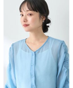 earth music&ecology キラキラシアーギャザーシャツ