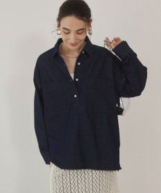 WEGO 【ANGIE VINTAGE】襟が選べる デニム プルオーバー シャツ（バンドカラー/レギュラー）