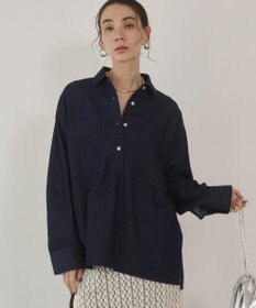 WEGO 【ANGIE VINTAGE】襟が選べる デニム プルオーバー シャツ（バンドカラー/レギュラー）