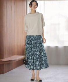 組曲 モザイクフラワープリント スカート