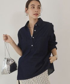 WEGO 【ANGIE VINTAGE】襟が選べる デニム プルオーバー シャツ（バンドカラー/レギュラー）