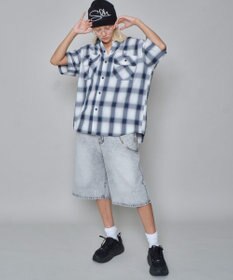 WEGO 【ユニセックス着用ITEM】チェーン付きスーパーバギーデニムショーツ