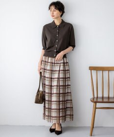 23区 【WEB&一部店舗限定/洗える】手書き風チェックプリント ギャザー スカート