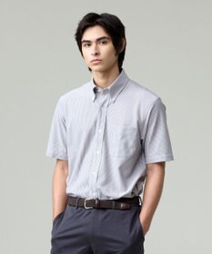 J.PRESS MEN 酷暑の清潔感もこれ一枚で【吸水速乾 / 抗菌防臭 / 防シワ】【J.PRESS OXFORD JERSEY】カノコインレイマイクロストライプ 半袖シャツ / B.D.