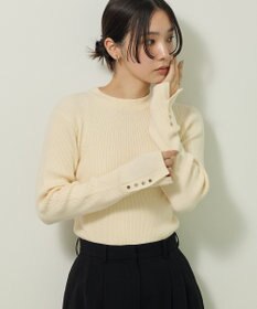 Green Parks もちやわ袖口釦リブニットプルオーバー