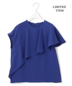 ICB 【接触冷感・UVケア・防シワ・洗える】エステルダブルクロス  ラッフルデザインブラウス