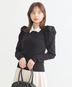 earth music&ecology 襟ビジュー付きニットプルオーバー