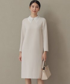 組曲 L 【KUMIKYOKU NAVY】コンフォータブルドレープ レース襟ワンピース