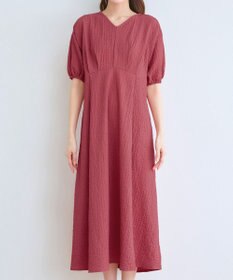 Tiaclasse 【新色追加・洗える】ワッフルVネックワンピース