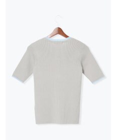 Te chichi 【UVカット】ヘンリーネック5分袖配色リブニット