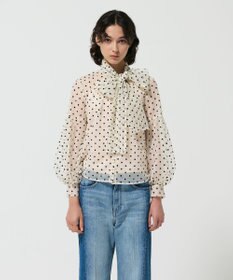 GRACE CONTINENTAL チュールドットボウタイブラウス
