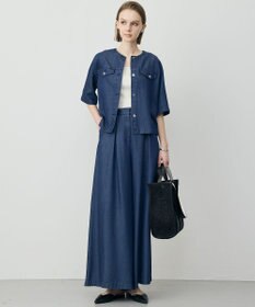 ICB L ナチュラルソフトデニム タックワイドパンツ