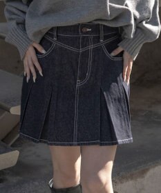 WEGO デニムプリーツミニスカート