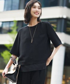 23区 【VERY・Oggi掲載】ストレッチジョーゼット シアーコンビ カットソー ブラック系