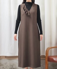 Tiaclasse 【洗える】アシメフリルVネックジャンパースカート