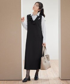 Tiaclasse 【洗える】アシメフリルVネックジャンパースカート