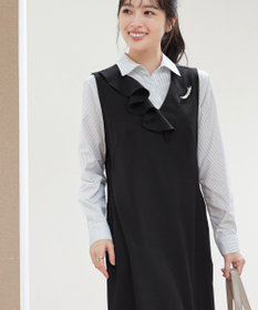 Tiaclasse 【洗える】アシメフリルVネックジャンパースカート