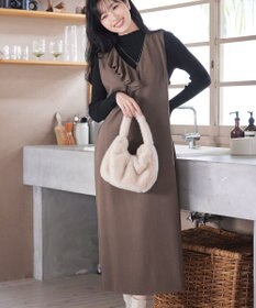 Tiaclasse 【洗える】アシメフリルVネックジャンパースカート