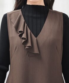 Tiaclasse 【洗える】アシメフリルVネックジャンパースカート