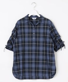 J.PRESS LADIES L 【洗える】モデレートマドラス ギャザースリーブ ブラウス