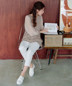 Tiaclasse L 【新色追加・洗える】シアーチェック柄ニットチュニック