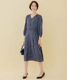 自由区 【XSサイズ～/洗える】フローイングドットプリント ワンピース