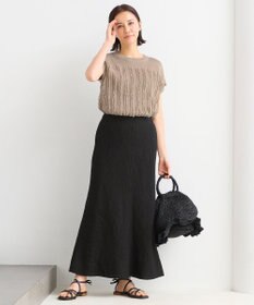 自由区 【XSサイズ～】リネンフリンジディテールフレンチスリーブ ニット