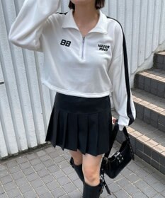 WEGO 刺繍ハーフジップショートスウェット