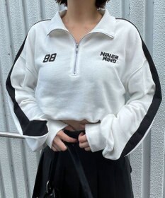 WEGO 刺繍ハーフジップショートスウェット