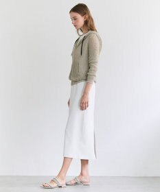 BEIGE， OPTICAL / ペーパーヤーンフーディージップニット