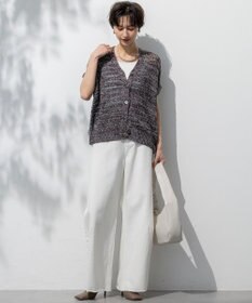 23区 【洗える】テープミックススカシ ドルマン ニットベスト