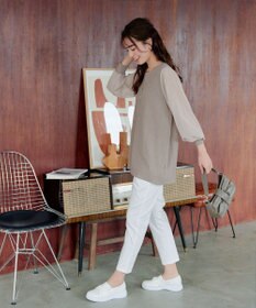 Tiaclasse L 【新色追加・洗える】シアーチェック柄ニットチュニック