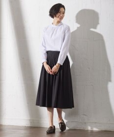 J.PRESS LADIES 【洗える】BEZ VEGA ストライプ フリルネック ブラウス