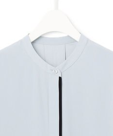 ICB L 【UVケア・速乾・洗える】BackSatinAmunzen バンドカラーブラウス