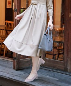 Tiaclasse 【洗える】  リボンギャザーフレアワンピース