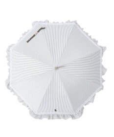 MOONBAT 【遮光/晴雨兼用】POLO RALPH LAUREN （ポロラルフローレン） 長傘 晴雨兼用日傘 ストライプフリル 遮光 遮熱 UV