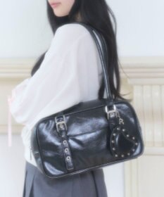 WEGO スタッズハートチャーム付きハトメボストン