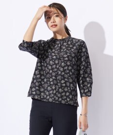 J.PRESS LADIES S 【洗える】ラインフラワープリント ブラウス