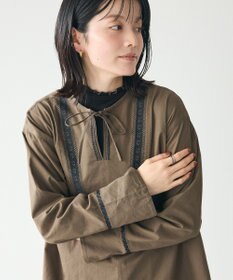 CRAFT STANDARD BOUTIQUE 刺繍入りツイルＶネックチュニック