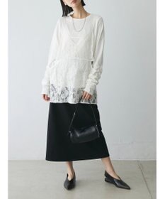 Green Parks AnriettMusee シャーリングスリーブＴシャツ＋レースキャミソールＳＥＴ