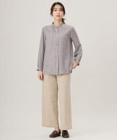 J.PRESS LADIES L 【洗える】サイロチェック＆ストライプ ブラウス