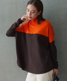 ICB 【新色追加・WEB限定カラーあり】 ヴィスコースワイド タートルネックプルオーバー オレンジ×ブラウン